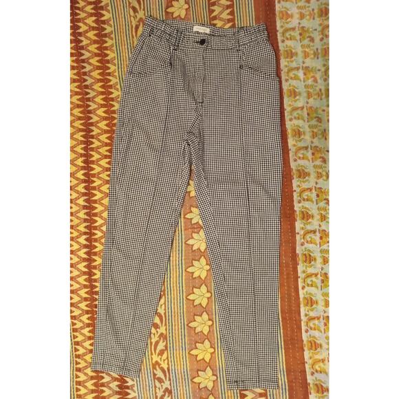 SILENCE + NOISE High Rise Gingham Plaid Tapered Pants in Black & White WOMEN'S 2 - Picture 3 of 6